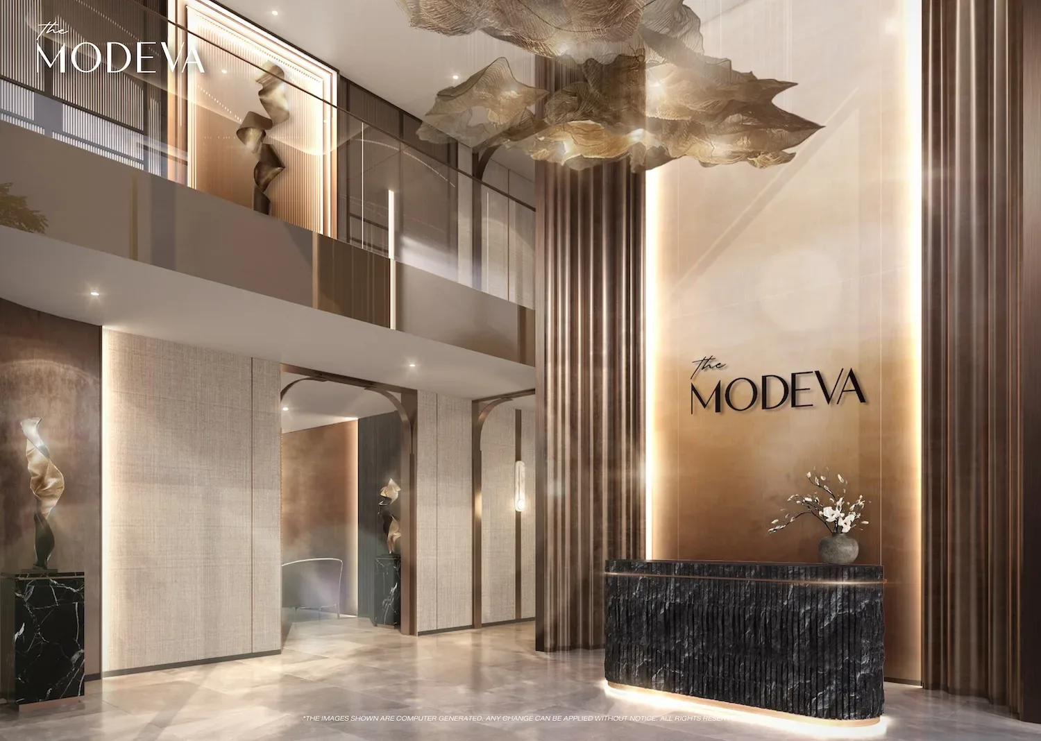 Лобби с ресепшен и мраморной стойкой в The Title The Modeva, Банг-Тао, Пхукет