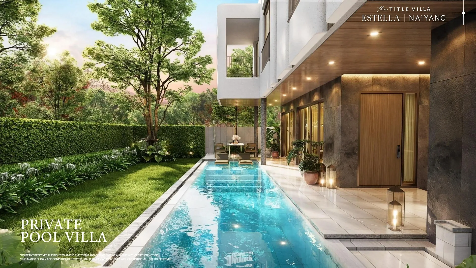 Терраса и личный бассейн 3×12 м вдоль дома в The Title Villa Estella, Най-Янг, Пхукет