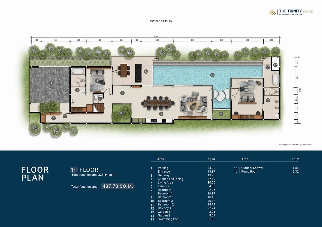 Планировка «4 спальни, дом 488–640 м²», The Trinity Village
