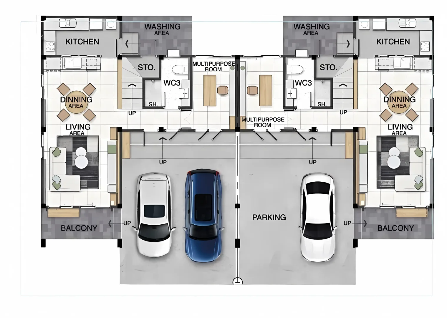 Планировка «Aspen — 4 спальни, 3 санузла», Tropical Village 3 Huay Yai