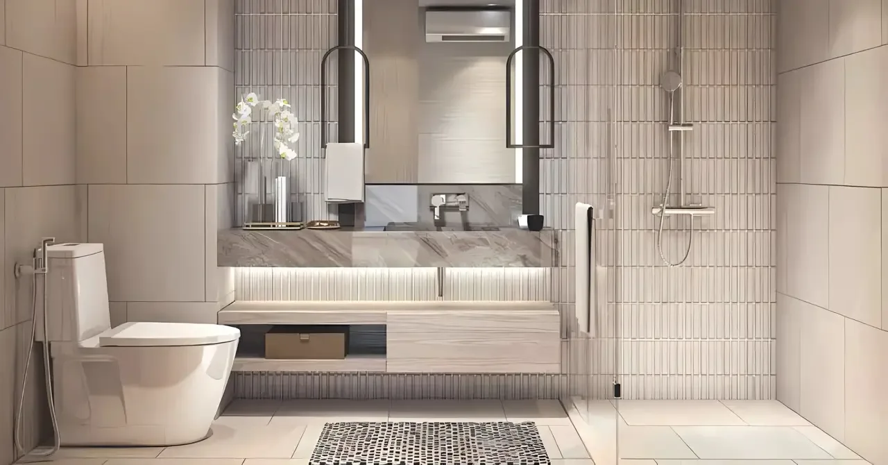 Ванная комната с душевой и европейской сантехникой в VIP Venus Karon, Карон, Пхукет