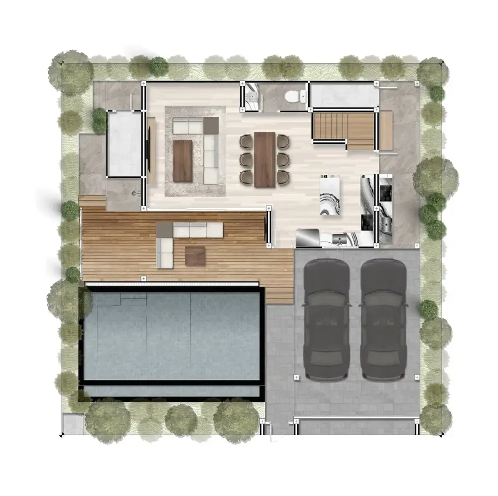 Планировка «Тип A/B — 3 спальни, участок 460 м²», Zensiri Estate